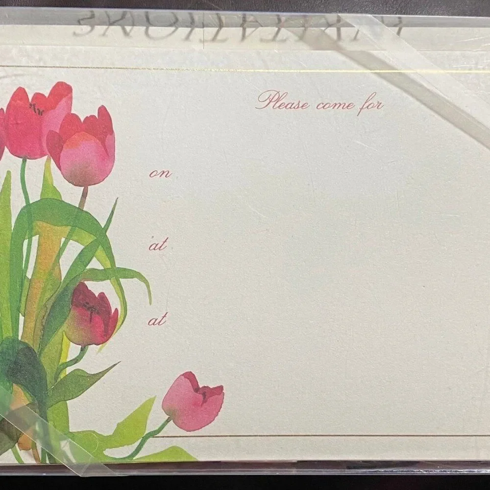 Invitations Envelopes 3) Boxes of 10 Watercolor Tulips Design Caspari Invites
